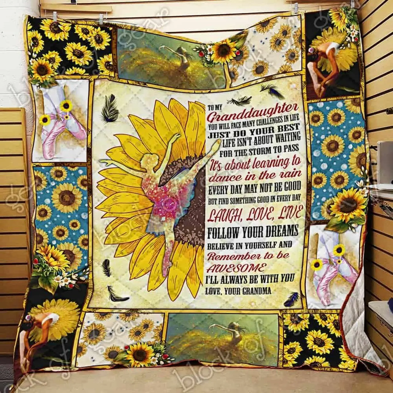 My Sunflower Ballet Granddaughter Love Grandma Cl18100501Mdq Quilt Blanket and Home Decor