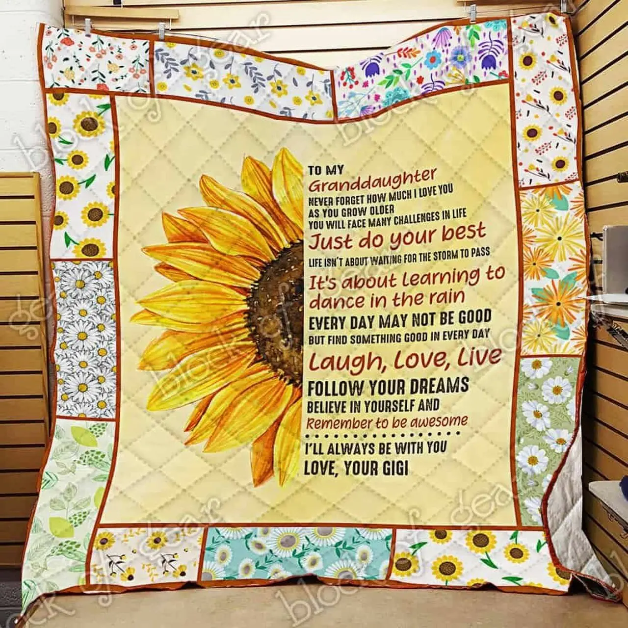 My Sunshine Granddaughter Love Gigi Cl18100503Mdq Quilt Blanket and Home Decor