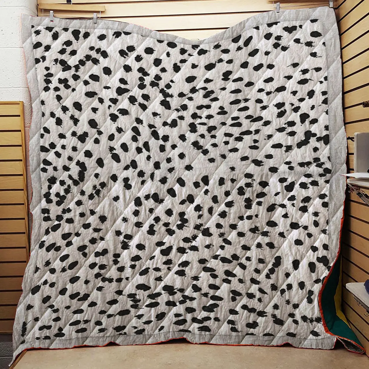 Nadia Black And White, Animal Print, Dalmatian Spot, Spots, Dots, Bw Throw Quilt Blanket and Home Decor