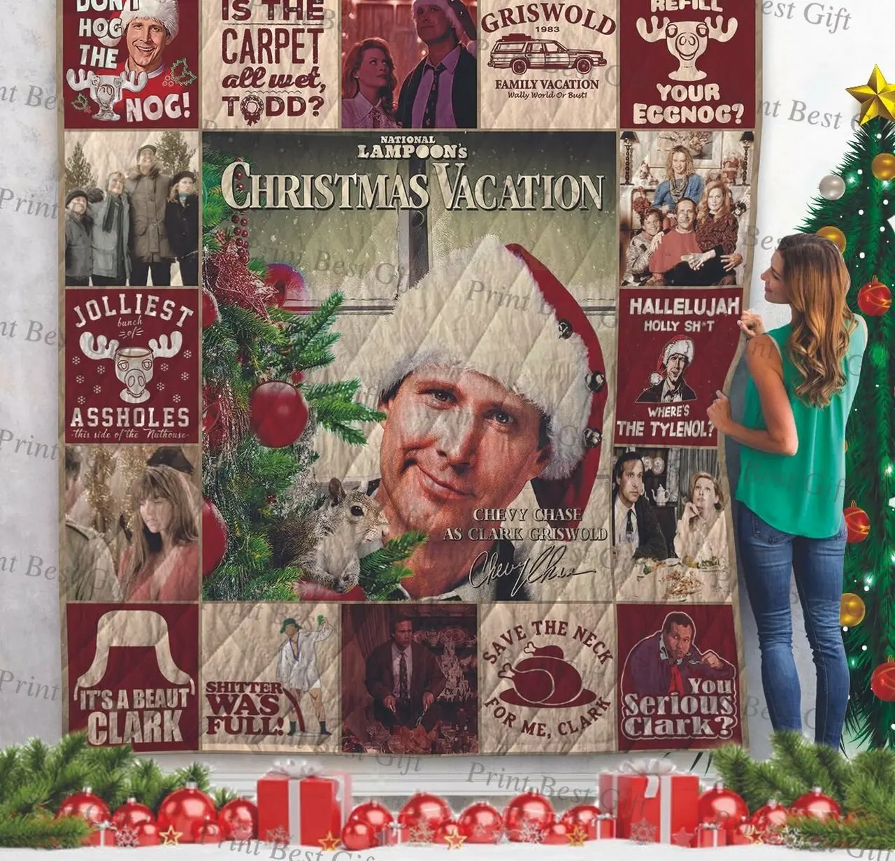 National Lampoon S Christmas Vacation Poster Quilt Blanket and Home Decor