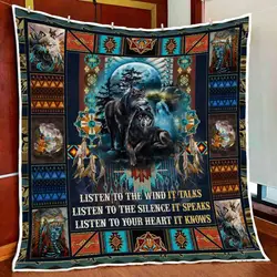 Native Amerian Wolf Spirit Quilt Blanket and Home Decor