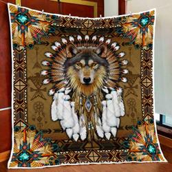 Native American Wolf Spirit Quilt Blanket and Home Decor