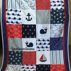 Nautical Red White And Blue Clh1610031Q Quilt Blanket and Home Decor