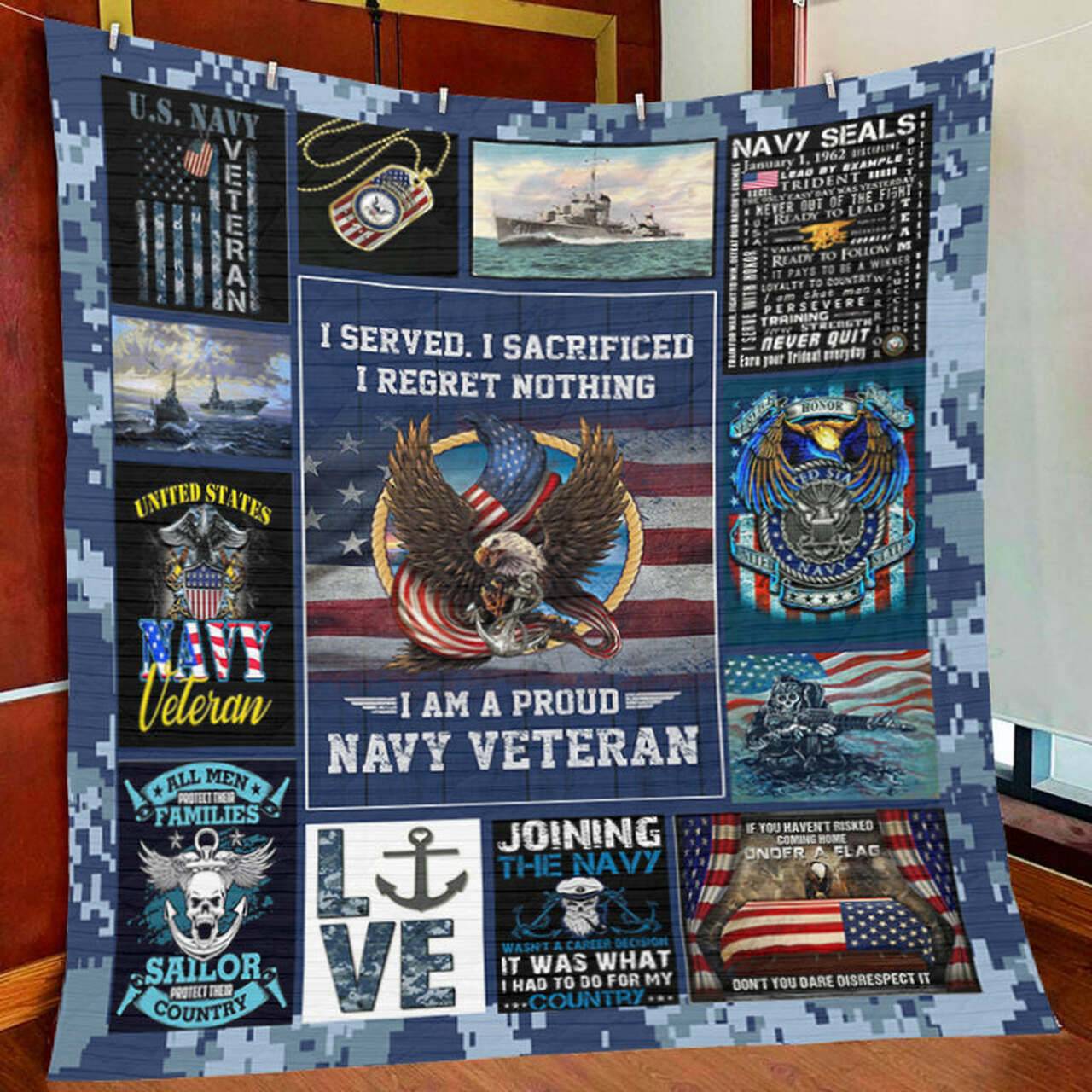 Navy Veteran Joining The Navy | Veteran Quilt | US Military Blanket Quilt | Gift for Veteran and Home Decor