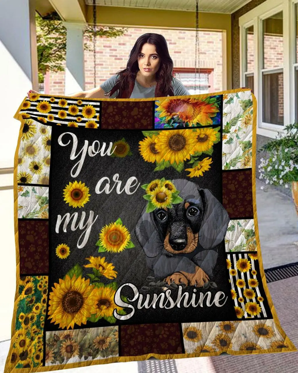 Nd 02 Sunflower Dachshund Quilt Quilt and Home Decor