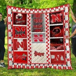 Nebraska Cornhuskers Football 1 Quilt Blanket Fan Made and Home Decor