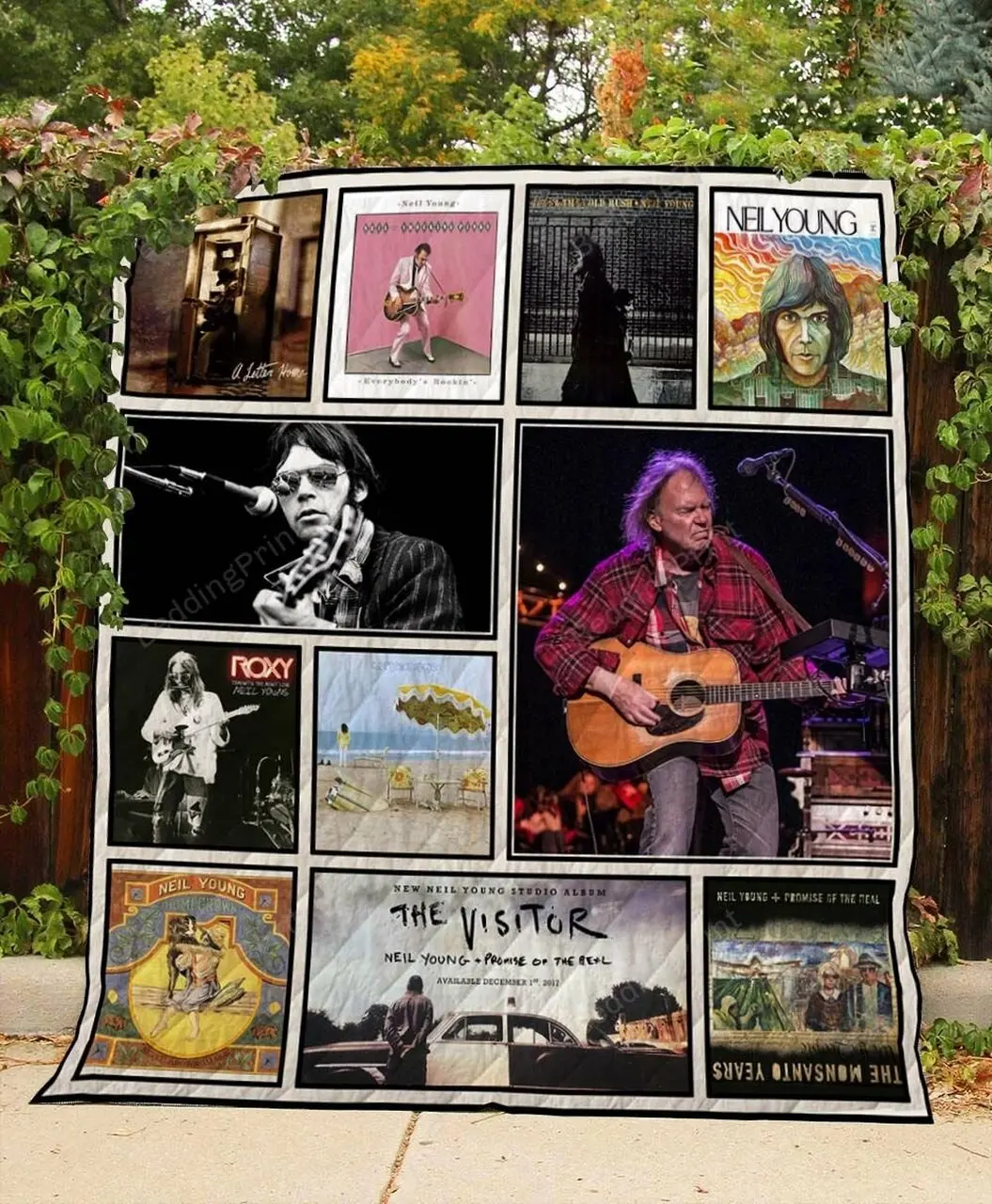 Neil Young Quilt Blanket and Home Decor