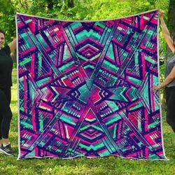Neon Ethnic Aztec Trippy Cl17100386Mdq Quilt Blanket and Home Decor