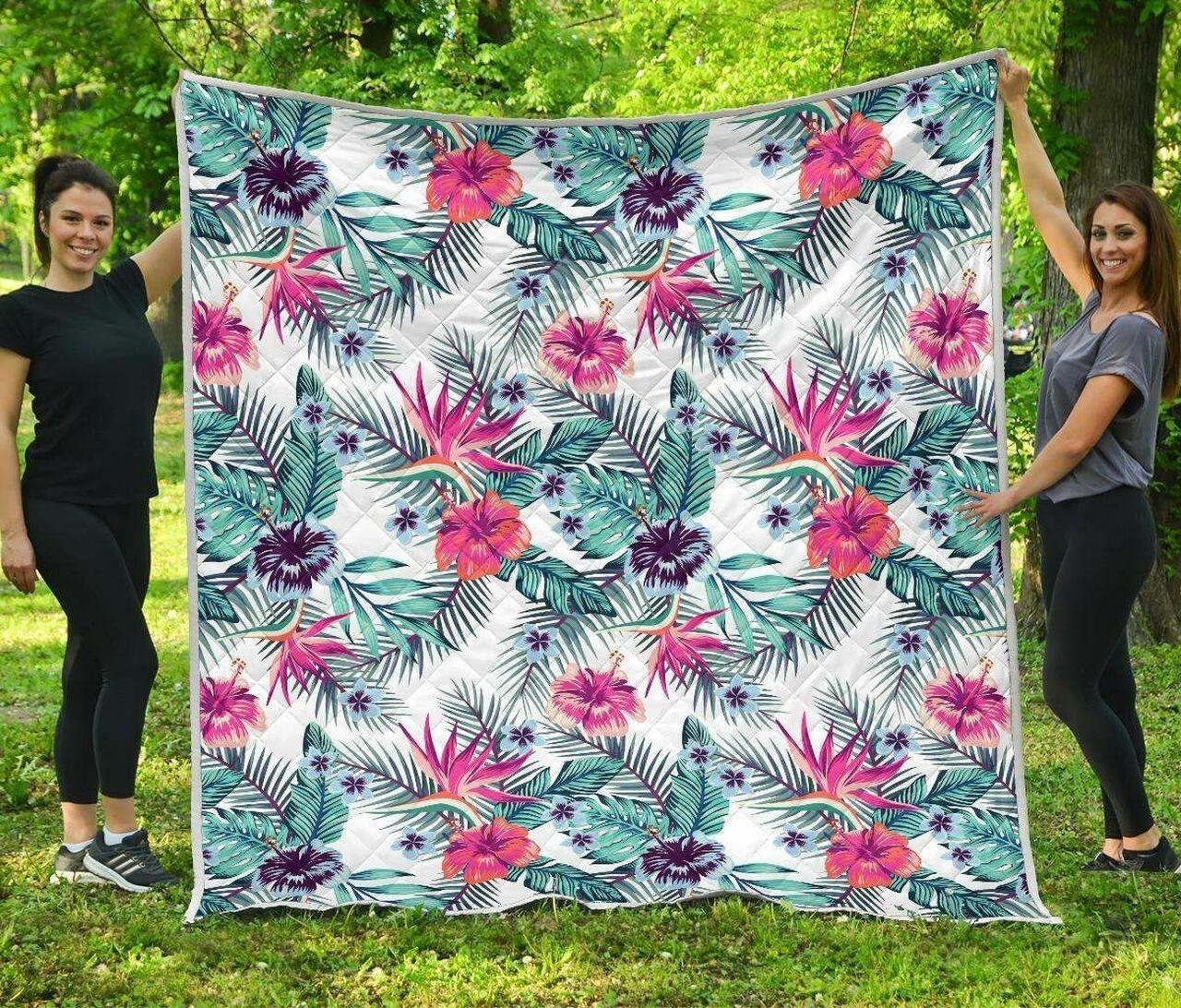 Neon Hibiscus Tropical Cl17100389Mdq Quilt Blanket and Home Decor