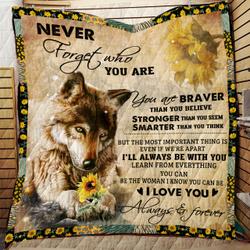 Never Forget Who You Are Wolf Quilt Vv and Home Decor