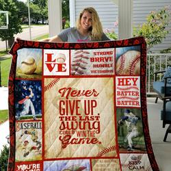 Never Give Up  Baseball Quilt Blanket and Home Decor