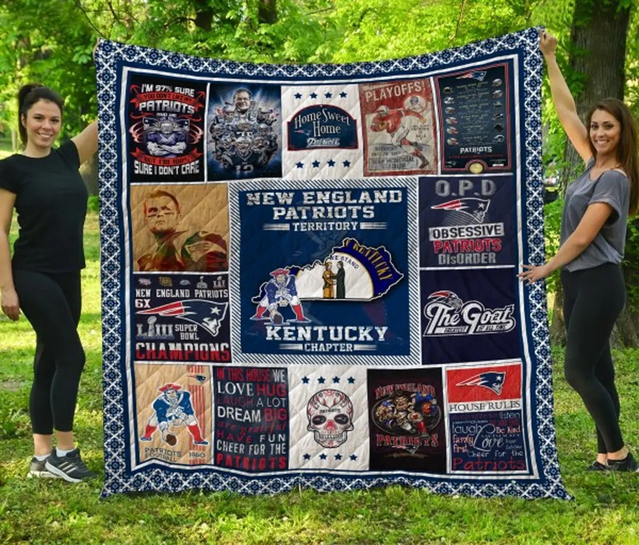 New England Patriots Kentucky Quilt Blanket Fan Made and Home Decor