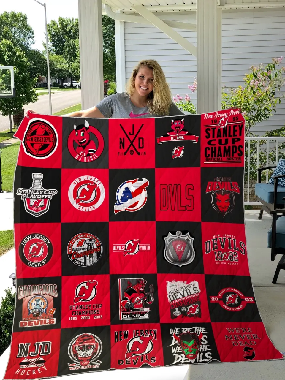New Jersey Devils Quilt Blanket Ver 25 and Home Decor