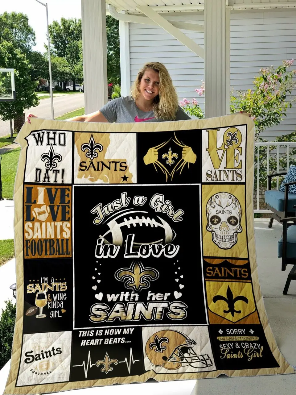 New Orleans Saints Girls Quilt Blanket 02 and Home Decor