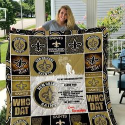 New Orleans Saints  To My Granddaughter  Love Grandpa Quilt Blanket and Home Decor