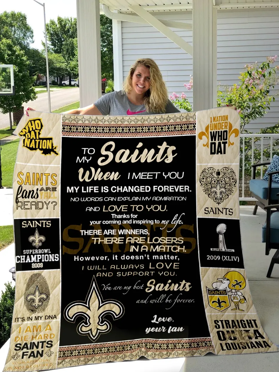New Orleans Saints To My Son Quilt Blanket and Home Decor
