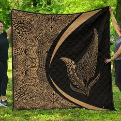 New Zealand Silver Fern Maori Premium Quilt  Circle Style  03 J2  Quilt and Home Decor