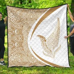 New Zealand Silver Fern Maori Premium Quilt  Circle Style  04 J2  Quilt and Home Decor
