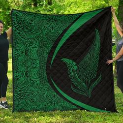 New Zealand Silver Fern Maori Premium Quilt  Circle Style  06 J2  Quilt and Home Decor