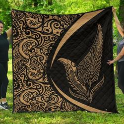 New Zealand Silver Fern Maori Premium Quilt  Circle Style  09 J2  Quilt and Home Decor