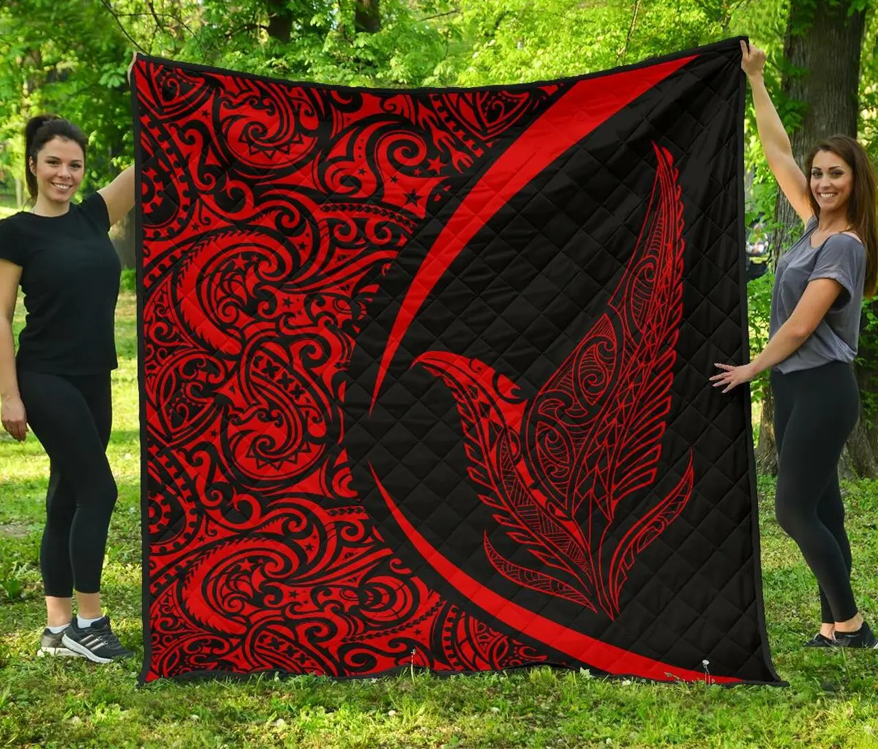 New Zealand Silver Fern Maori Premium Quilt Circle Style 11 J2 Quilt and Home Decor