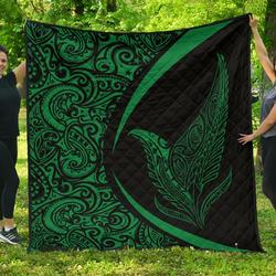 New Zealand Silver Fern Maori Premium Quilt  Circle Style  12 J2  Quilt and Home Decor