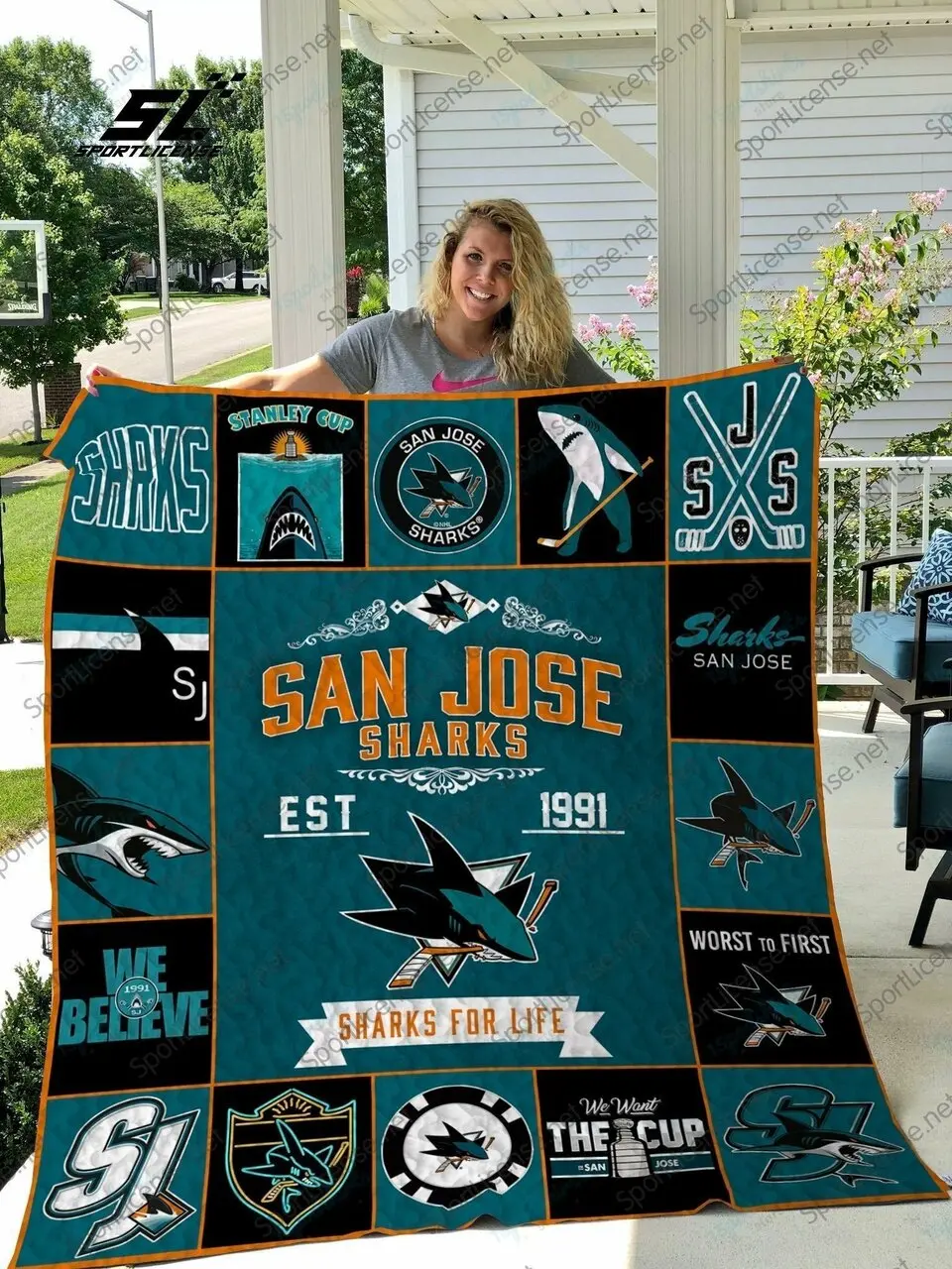Nhl San Jose Sharks 17 Quilt Blanket and Home Decor