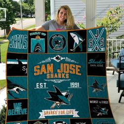 Nhl San Jose Sharks 17 Quilt Blanket and Home Decor