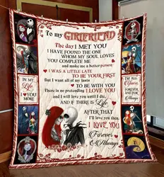 Nightmare Before Christmas Jack And Sally - To My Girlfriend I Love You Quilt Blanket W120811 and Home Decor