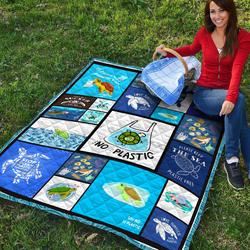 No Plastic Save Turtles Quilt  Maria and Home Decor