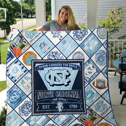 North Carolina Tar Heels Quilt Blanket Fan Made and Home Decor