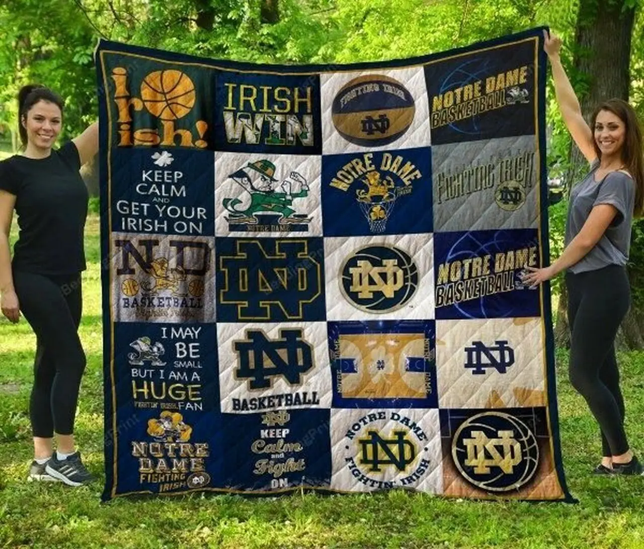 Notre Dame Fighting Irish Football Quilt Blanket and Home Decor