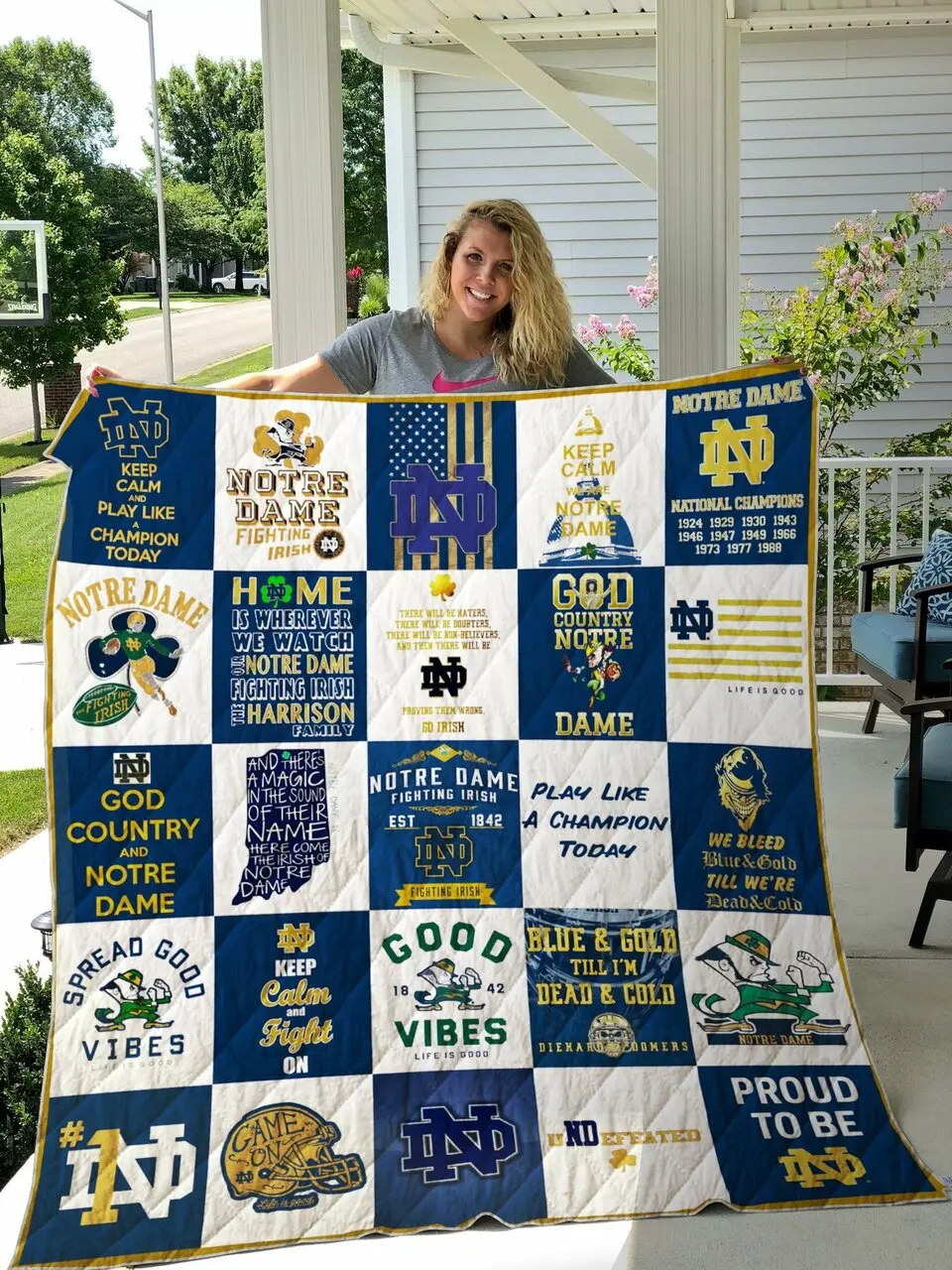 Notre Dame Fighting Irish Quilt Blanket 02 and Home Decor
