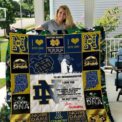 Notre Dame Fighting Irish  To My Granddaughter  Love Grandmom Quilt Blanket and Home Decor