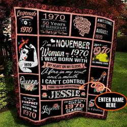 November 1970 Personalized Quilt Blanket Bbb010613Nb and Home Decor