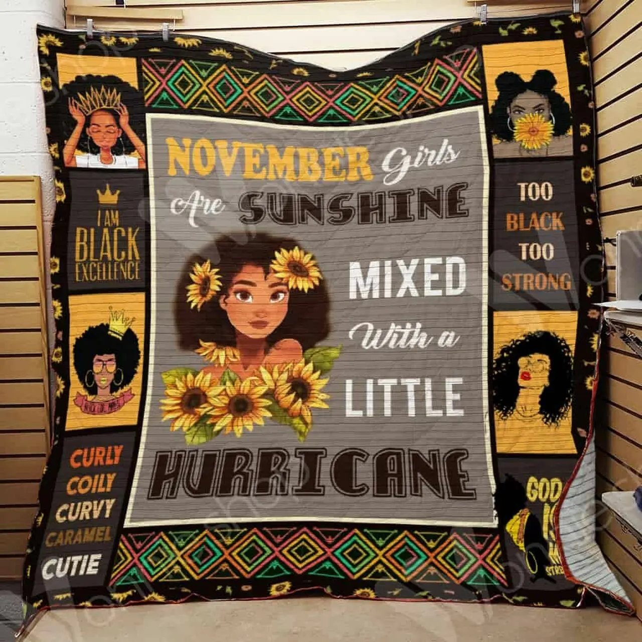 November Black Women Sunflower Cl15100251Mdq Quilt Blanket and Home Decor