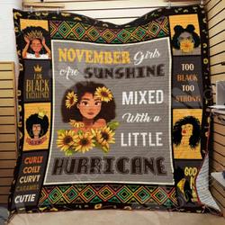November Black Women Sunflower Cl15100251Mdq Quilt Blanket and Home Decor