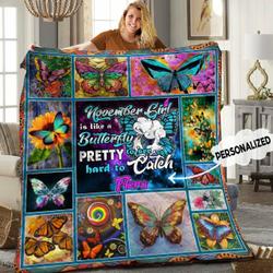 November Butterfly Personalized Quilt Blanket Hhh300542Tn and Home Decor