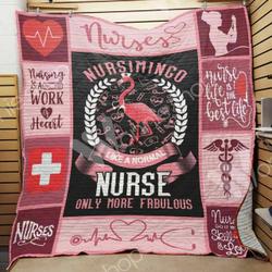 Nurse Flamingo Quilt Blanket Dhc03021456Td and Home Decor