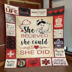 Nurse Life Quilt Blanket Lu88  Quilt and Home Decor