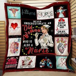 Nurse Old Woman Who Is Also A Nurse Quilt Blanket Great Customized Gifts For Birthday Christmas Thanksgiving Perfect Gift For Nurse and Home Decor