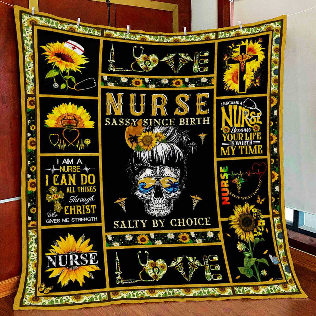 Nurse - Sassy Since Birth Salty By Choice Quilt Blanket and Home Decor