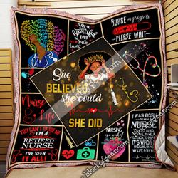 Nurse - She Believed She Could So She Did Blanket Quilt Bq224 and Home Decor