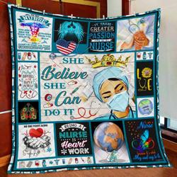 Nurse She Believed She Could So She Did Quilt Blanket and Home Decor