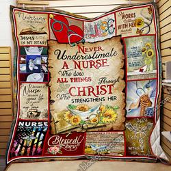 Nurse Who Does All Things Through Christ Quilt Blanket Thn1866 and Home Decor