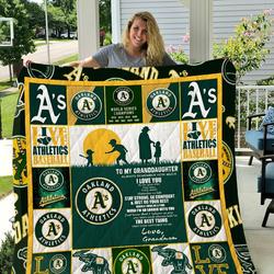 Oakland Athletics  To My Granddaughter  Love Grandmom Quilt Blanket and Home Decor