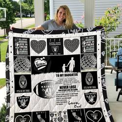Oakland Raiders - To My Daughter - Love Dad Quilt and Home Decor