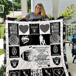Oakland Raiders - To My Granddaughter - Love Grandpa Quilt and Home Decor
