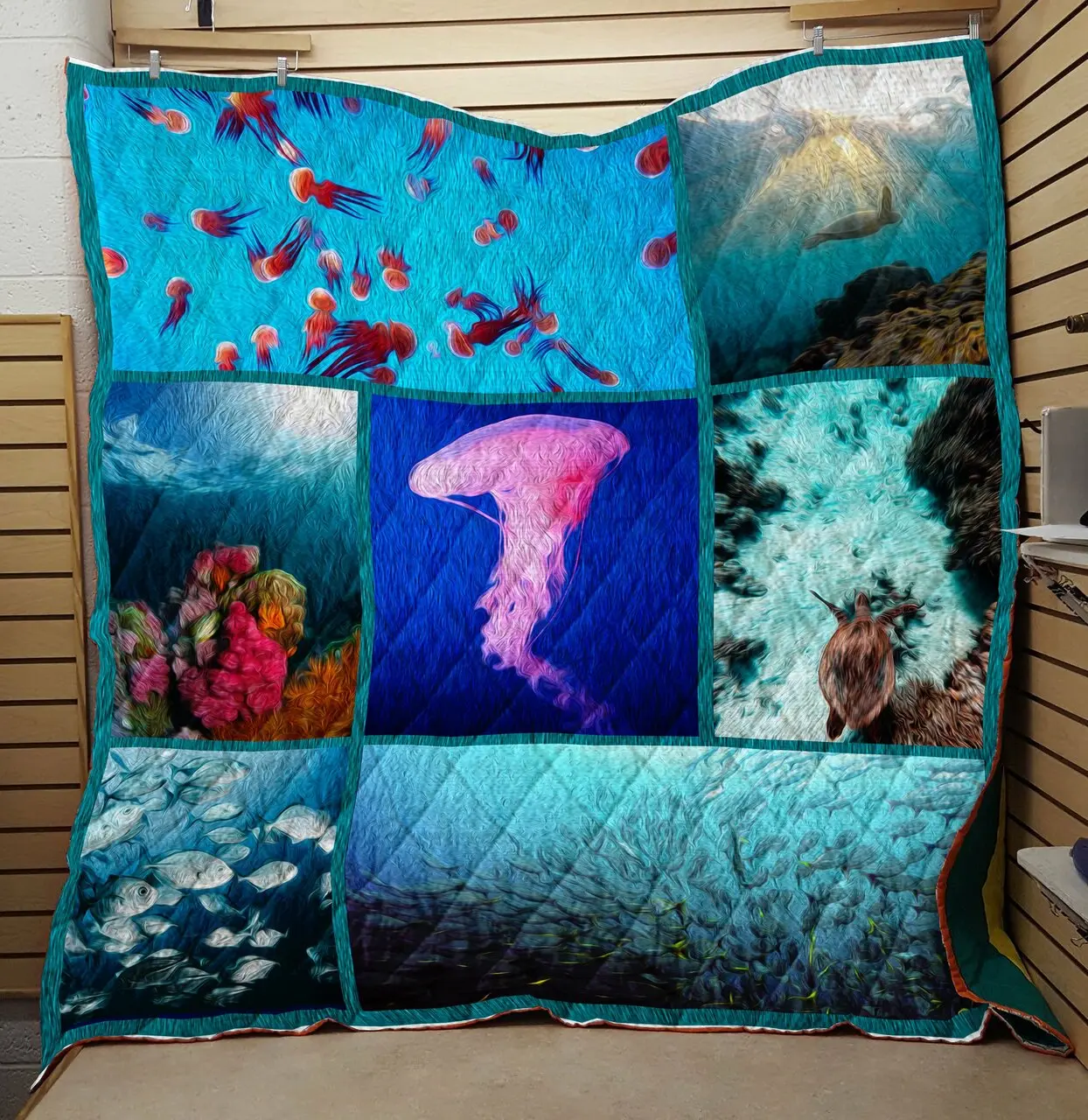 Ocean Quilt Fabric Cover and Home Decor