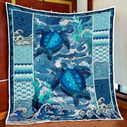 Ocean Turtle Quilt Blanket and Home Decor